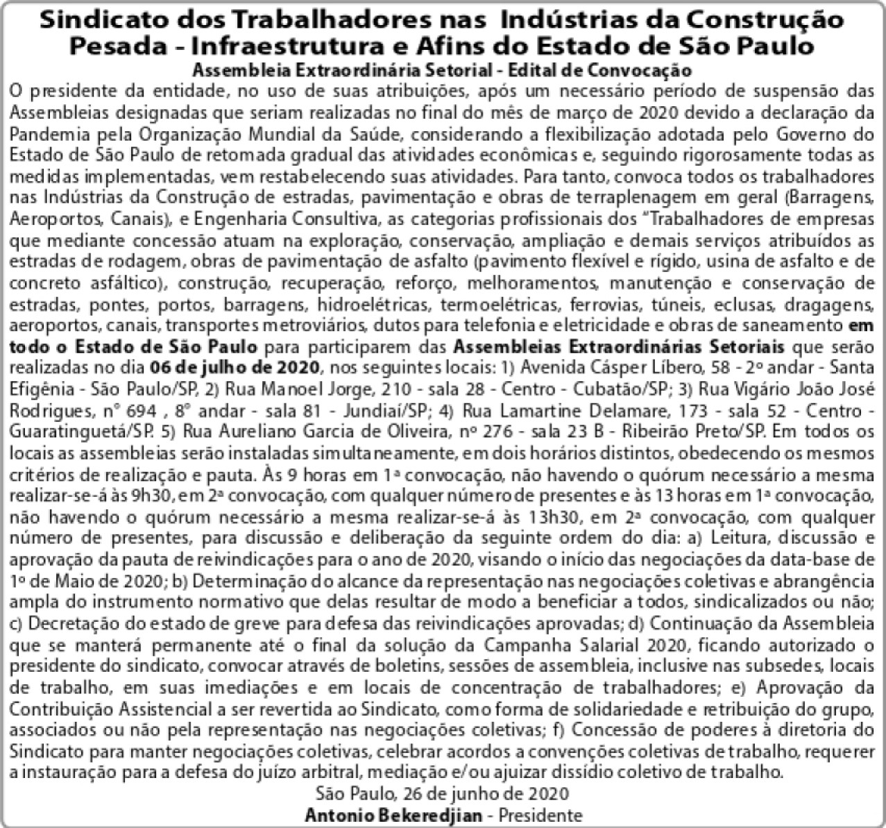 EDITAL CONVOCACAO ASSEMBLEIA SINTRAPAV 2020